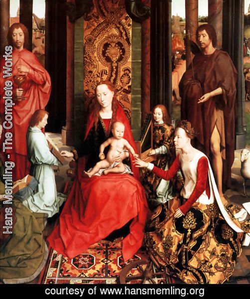 Hans Memling - The Mystic Marriage Of St. Catherine Of Alexandria (central panel of the San Giovanni Polyptch)