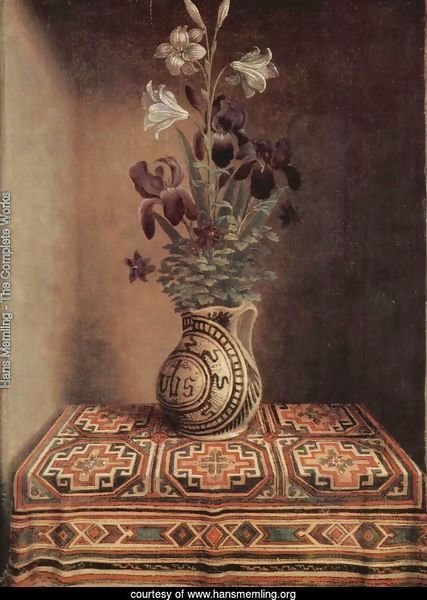 Still Life With A Jug With Flowers The Reverse Side Of The Portrait Of A Praying Man 1480-1485