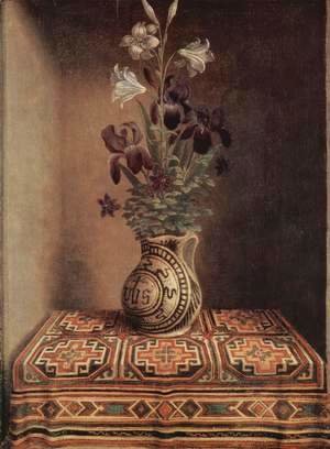 Hans Memling - Still Life With A Jug With Flowers The Reverse Side Of The Portrait Of A Praying Man 1480-1485