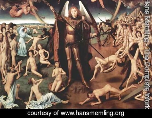 Hans Memling - Last Judgment Triptych, central panel Maiestas Domini and Archangel Michael with the scales weighing the souls, Detail