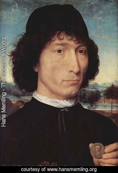 Hans Memling - Portrait of a man with an ancient coin