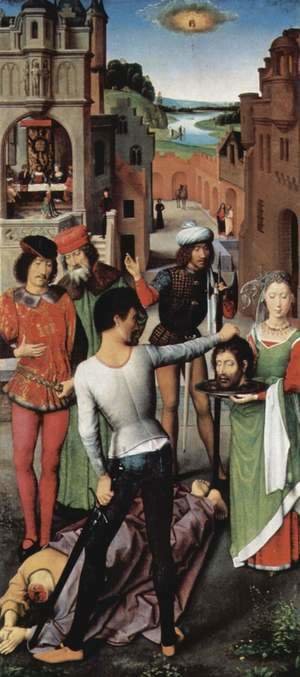 Hans Memling - Triptych of the Mystical Marriage of St. Catherine of Alexandria, left wing, the beheading of John the Baptist