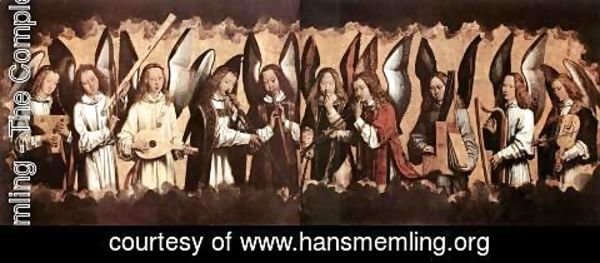 Hans Memling - Five Angels Playing Musical Instruments, left hand panel from a triptych from the Church of Santa Maria la Real, Najera