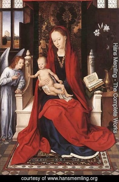 Hans Memling - Virgin Enthroned with Child and Angel c. 1480
