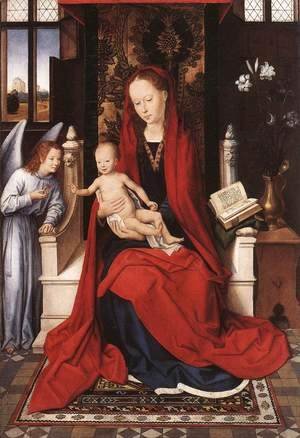 Hans Memling - Virgin Enthroned with Child and Angel c. 1480