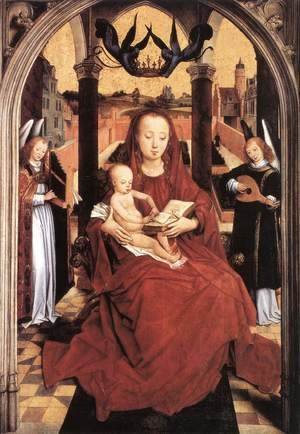 Hans Memling - Virgin And Child Enthroned With Two Musical Angels
