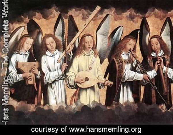 Hans Memling - Angel Musicians (left panel) 1480s