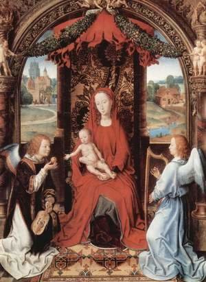 Hans Memling - Madonna Enthroned with Child and Two Angels 1490-91