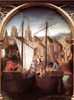 Hans Memling - St Ursula Shrine- Arrival in Basle (scene 2) 1489