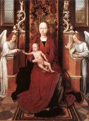 Hans Memling - Virgin and Child Enthroned with Two Angels 1485-90