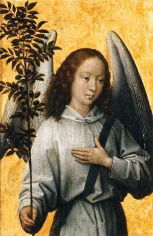 Hans Memling - Angel with an Olive Branch, Emblem of Divine Peace