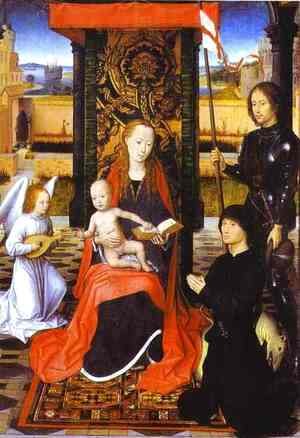 Hans Memling - The Virgin And Child With An Angel St George And A Donor 1470-80