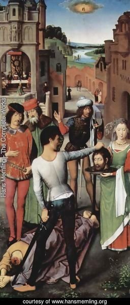 Hans Memling - Triptych of the Mystical Marriage of St. Catherine of Alexandria, left wing, the beheading of John the Baptist