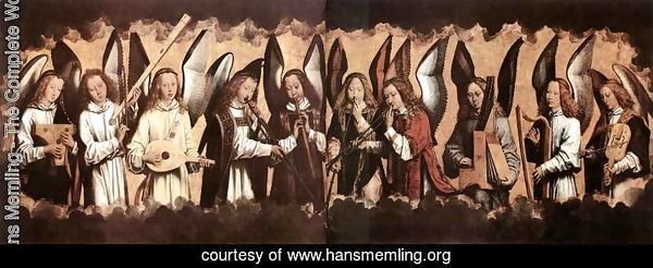 Five Angels Playing Musical Instruments, left hand panel from a triptych from the Church of Santa Maria la Real, Najera