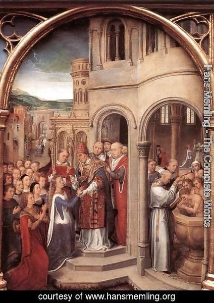 Hans Memling - St Ursula Shrine- Arrival in Rome (scene 3) 1489